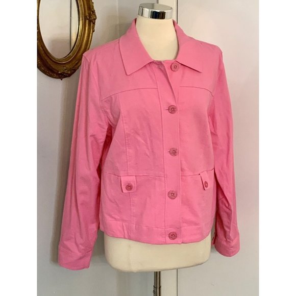 Pink Linen Blend Jacket Size 14 Barbiecore EUC career workwear office casual - Picture 4 of 10